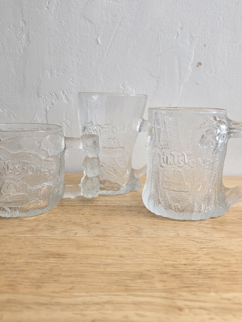 McDonald's 1993 Flintstones RocDonalds Collectible Glass Mugs Set Of 3 Vintage